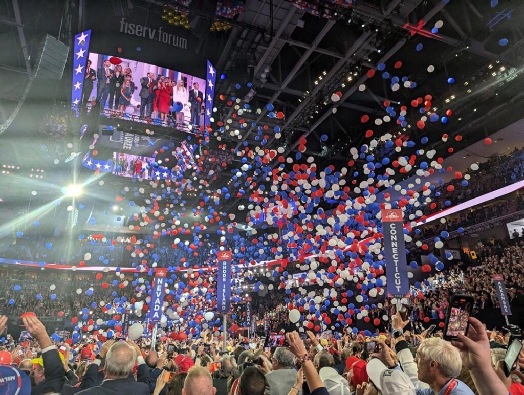 2024 Republican National Convention floor closing night. Milwaukee, Wisconsin